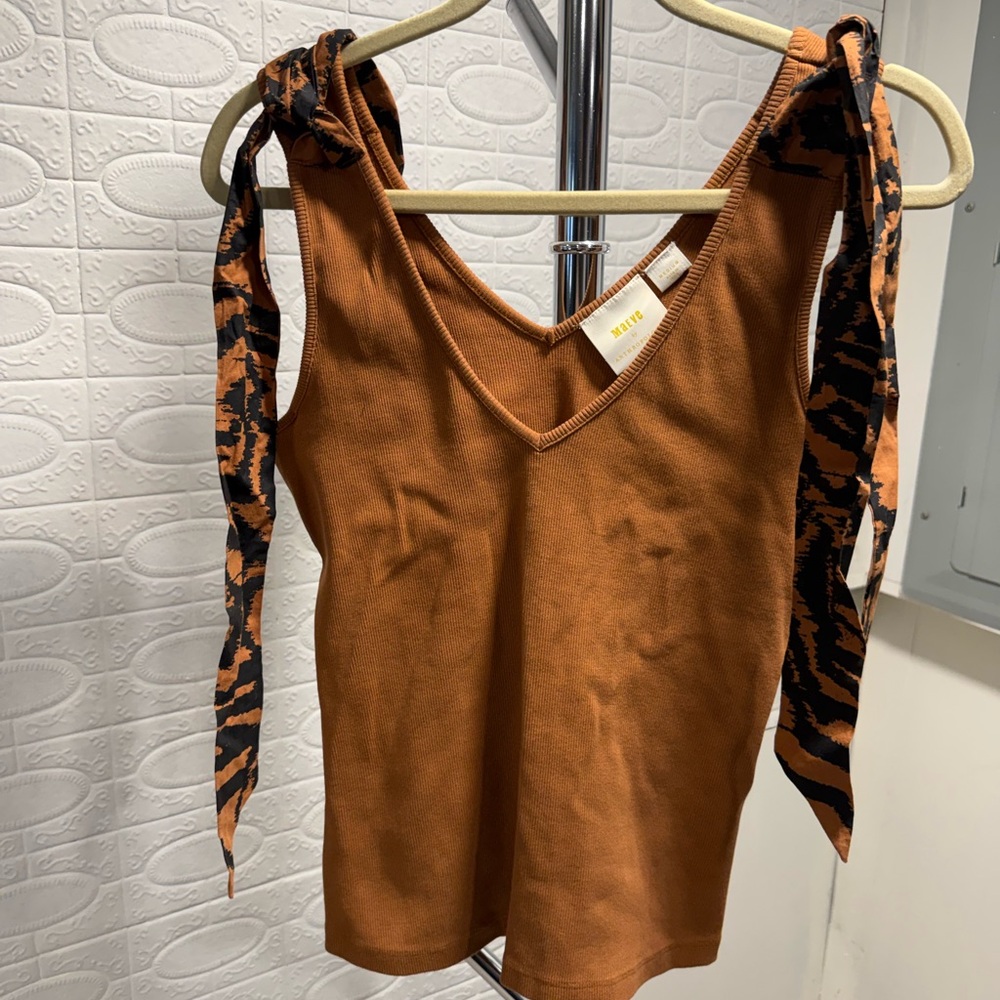 ⚠️ FINAL CALLCloset Clean Out Anthropologie Maeve Rust Tank Top with Tie Straps